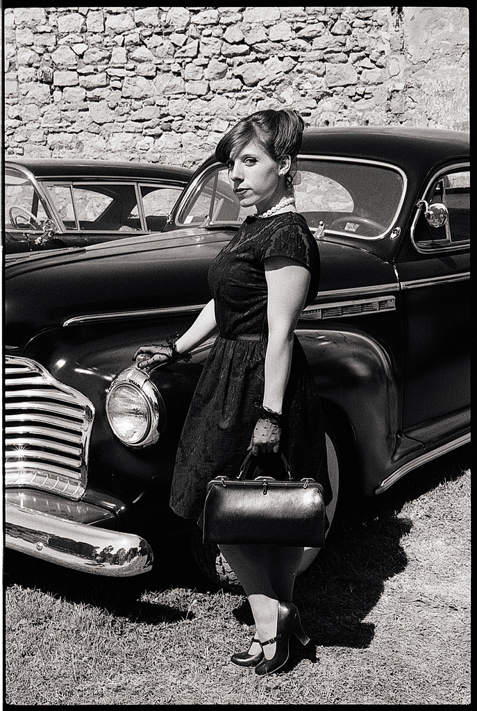 Portrait rétro en noir et blanc années 50 - 60